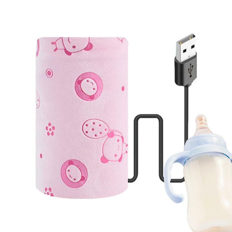 Botol susu portabel, penghangat isolasi USB penutup pemanas lengan pemanasan cepat botol menyusui perjalanan penyimpan panas susu bayi