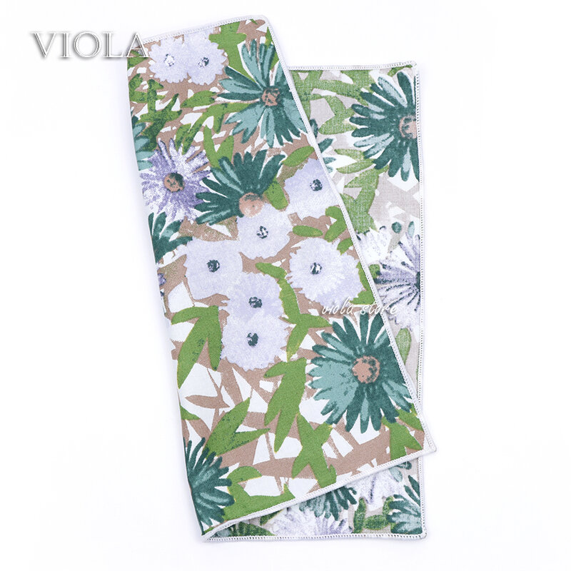 Vintage Floral Print Handkerchief 23cm 100% Cotton Hankie Women Men Wedding Party Pocket Square Gift Suit Tie Matching Accessory