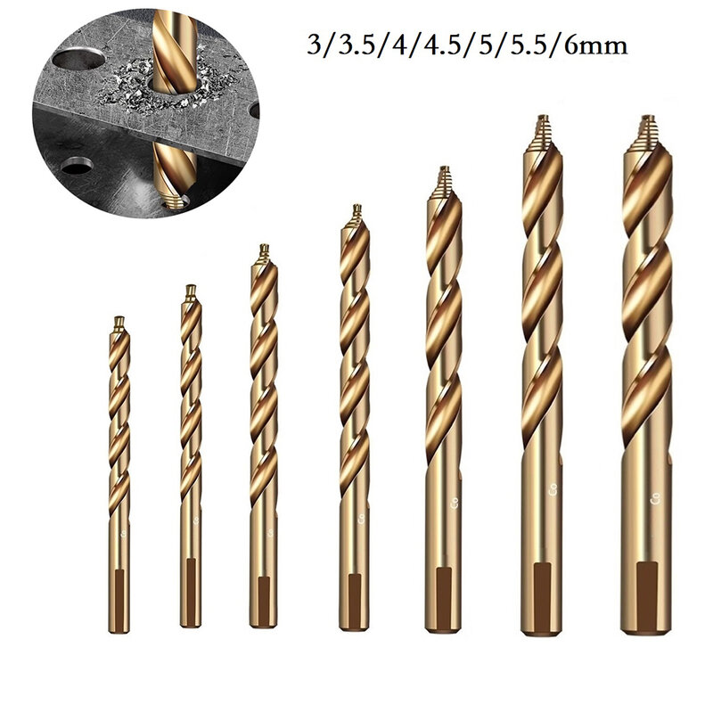 7pcs 3-6mm M35 Drill Bits Cobalt Straight Step Hole Cutter For Stainless Steel Drill Bits Length 61-92 Mm Power Tool Parts