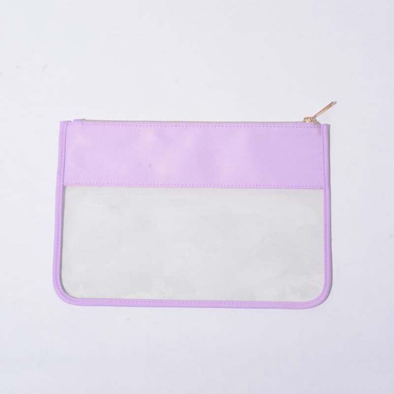 Bolsa de cosméticos de PVC transparente con parches de letras, bolsa de cosméticos de viaje, organizador de aperitivos, venta directa de fábrica