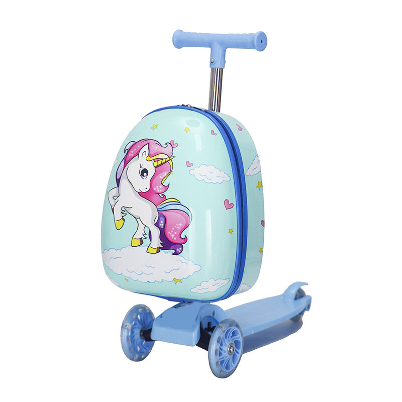 Cute Cartoon Travel Suitcase on Wheels for Kids, Scooter Suitcase, Lazy Trolley Bag, Carry on Cabin, Rolling Bagagem, Skate Bag, Gift