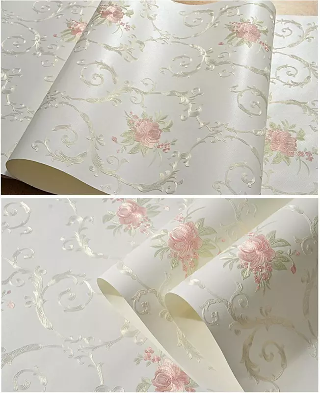 European Style Non Woven Peel and Stick Wallpaper 3D Pastoral Decorative Contact Paper Self Adhesive Wallpaper Luxury Embossed