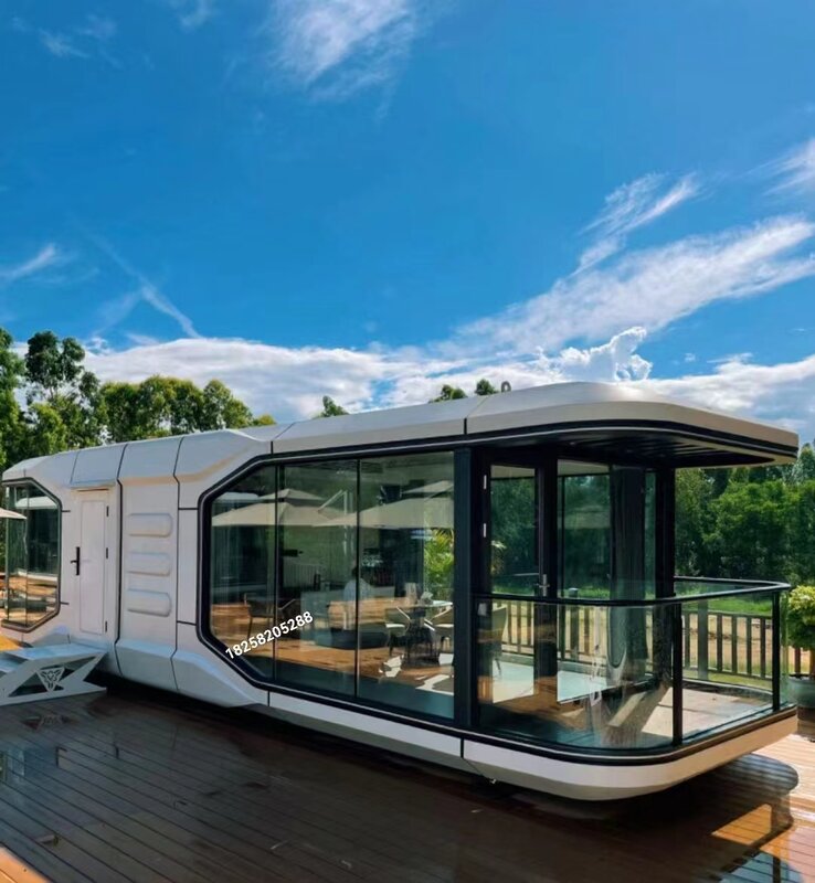 Outdoor nowoczesny kapsuła kosmiczna prefabrykowany domek z kabiną jabłkową mały dom mobilny dom biurowy
