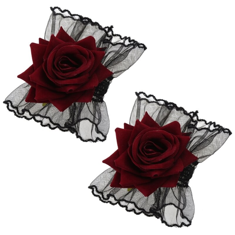 Y1UB Кружевные манжеты на запястья Съемные манжеты с искусственными рукавами Искусственная роза для женщин