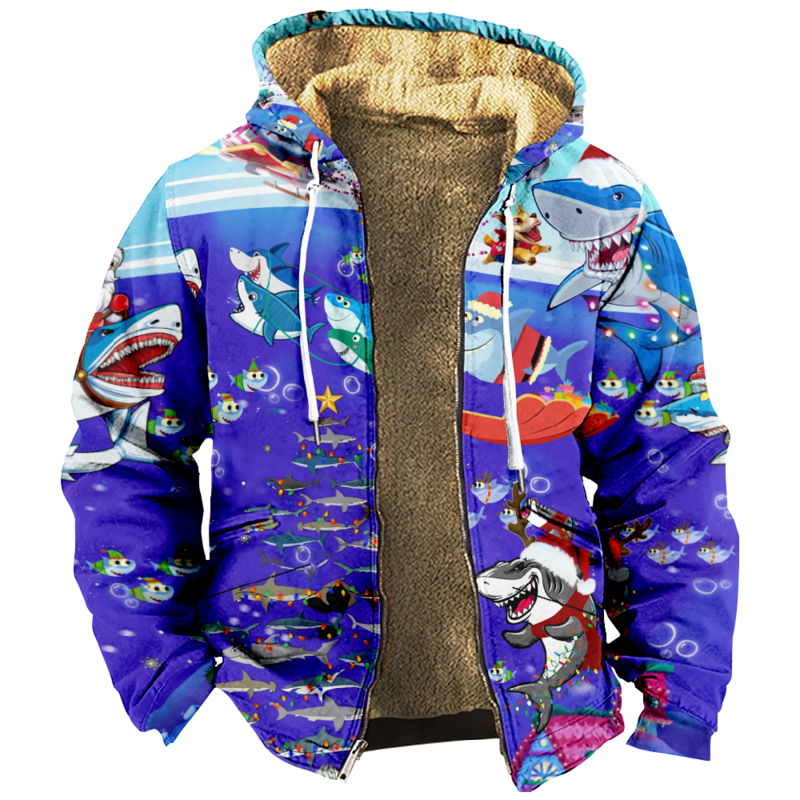 Merry Christmas 2023 Funny Hoodie 3D Long Sleeve Zipper Sweatshirts Stand Collar Coat Women Men Fashion Clothes