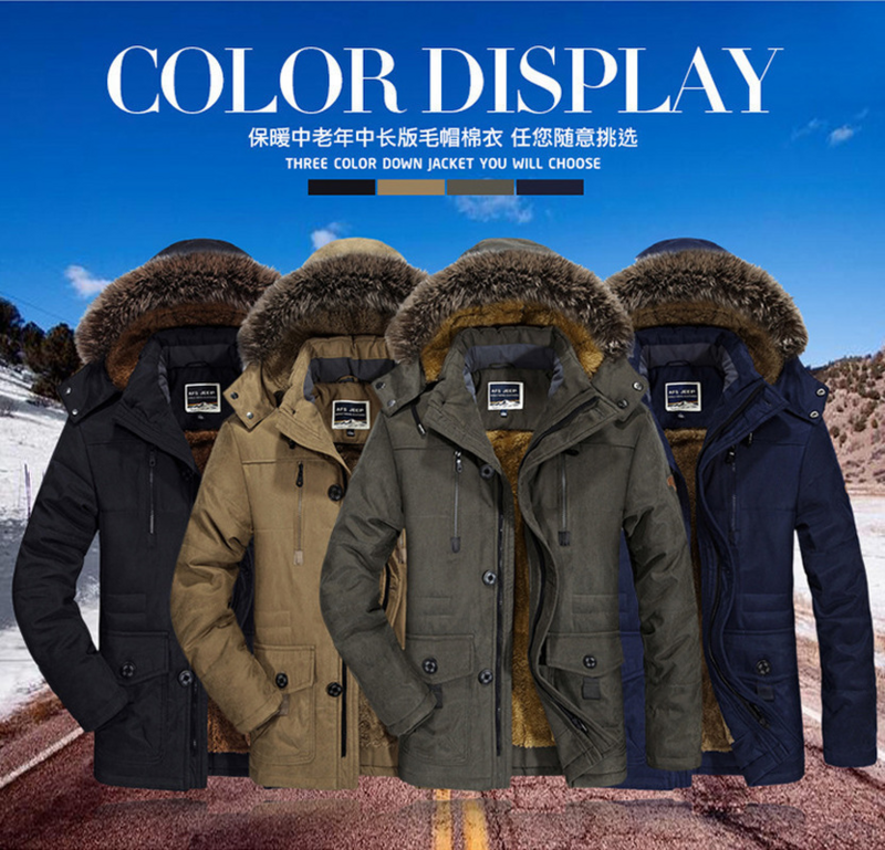 Winter Men Hooded Parkas Fur Linner Thicken Jacket Male Casual Overcoat Hat Detachable Coats Man Jaqueta Masculina Plus Size 6XL