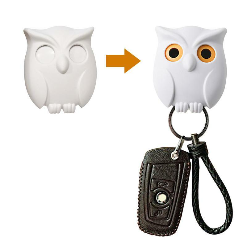 Owl Coat Hooks Scary Night Owl Black White Brown Magnetic Wall Key Holder Punch Free h Automatic OpeningWall Decorative Ornament