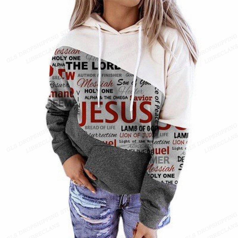 Jesus Christian hoodies แฟชั่นสำหรับผู้หญิง hoodie พิมพ์ลายตัวอักษรเสื้อโค้ทฮาราจูกุเสื้อสเวตเชิ้ตผู้หญิงเสื้อกันหนาวใส่ไปยิม