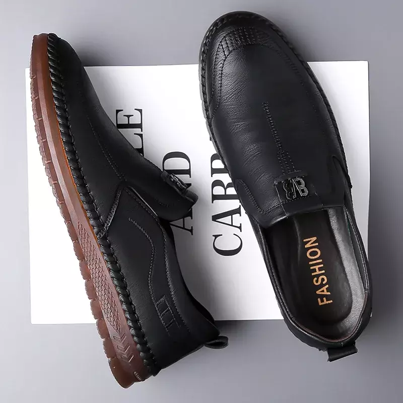 Spring Autumn Male Shoes Wear-resistant Non-slip Designer New Men's Leather Casual Shoes Lightweight Comfortable Loafers Man