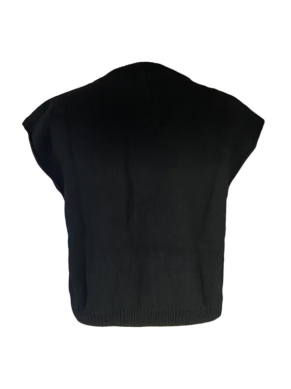 Mxiqqpltky damskie kamizelki sweter z okrągłym wycięciem na szyi nieformalna czapka rękaw luźny krój swetry Vintage lekkie podkoszulki Y2K Streetwear