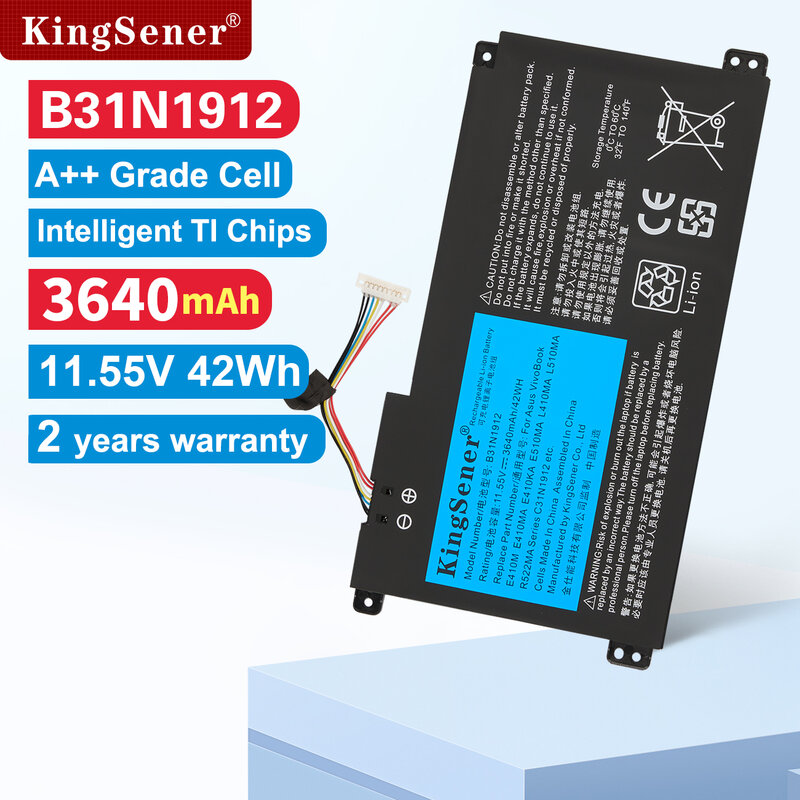KingSener-Bateria do portátil para ASUS, VivoBook 14, E410MA-EK018TS, EK026TS, BV162T, F414MA, E510MA, 42WH, C31N1912, 42WH