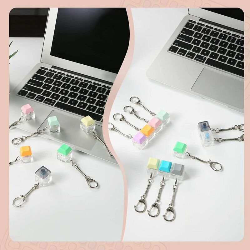 Party Crafts Stress Relief Keyboard Keychain Toys Finger Keyboard Keycap Fidget Keychain Fidget Button