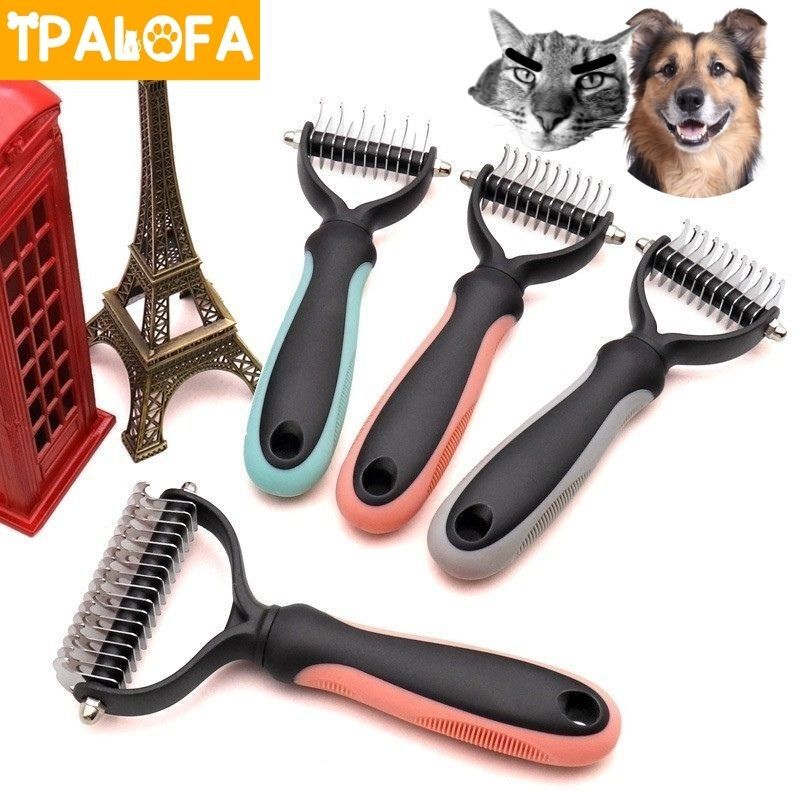 Cão escova pet dog removedor de pêlos gato pente grooming e escova de cuidados para cabelos longos emaranhados e cabelos curtos curly dog supplies pet items