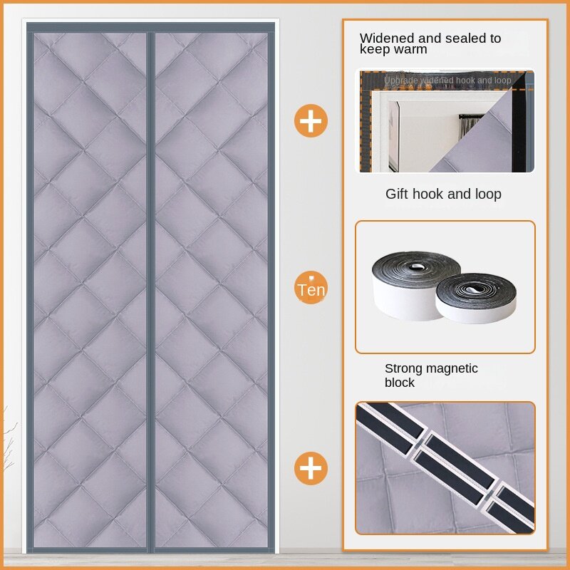 95*210cm Winter Cotton Door Curtain - Thickened Windproof Soundproof Insulated Thermal Cold Air Divider Hanging Curtain