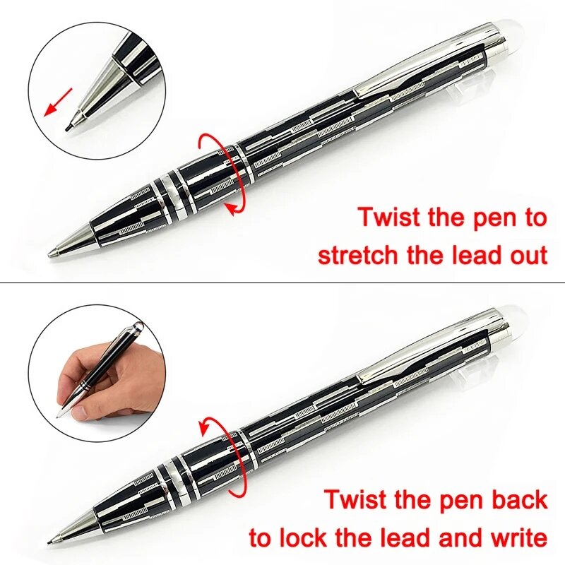 Luxury MB Mechanical Pencil Black Checkered Office School Stationery With Serial Number And Refill