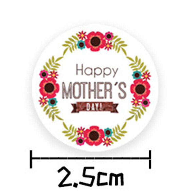 Autocollants ronds de remerciement pour la fête des mères, décoration de cartes-cadeaux, sceaux d'enveloppe, faveur de fête, joyeux cadeau, 50-500 pièces