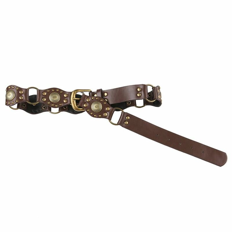 Cinturón gótico Steampunk Retro para mujer, cinturón ancho de cuero PU, remache Vintage, y2k