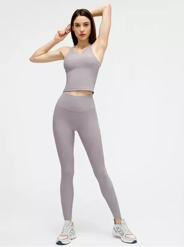 Lemon Women Ribbed Yoga Sport Vest Gym Tops Sports Running Fitness Underwear with Chest Pad Womens Sleeveless Shirt Tank Top