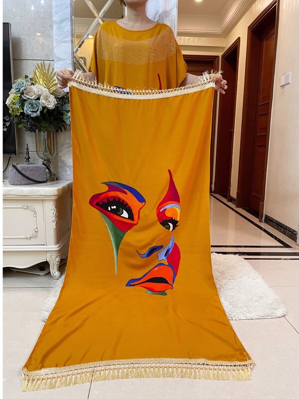 아프리카 여성 파티 원피스 레이스 스카프, 코튼 프린트, 느슨한 꽃 무늬, 부부 맥시 이슬람 여성 반팔 다이아몬드 아바야, 2024 최신 제품