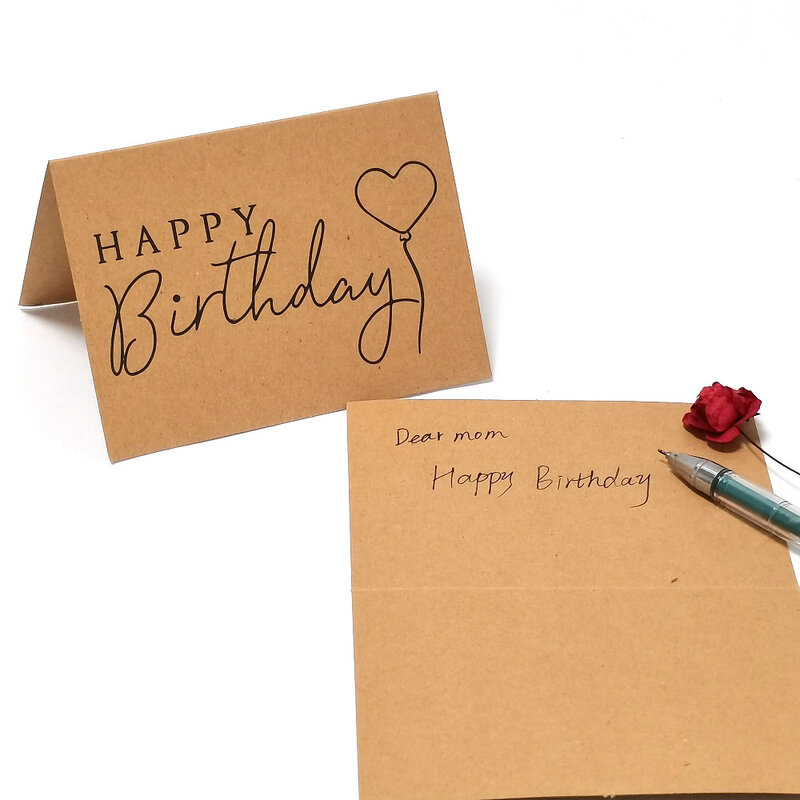 10 Stuks Bruin Eenvoudige Dank U Verpakking Standable Kaarten Voor Verjaardagsfeestje Pakketten Levert Engels Tekst Gelukkige Verjaardag