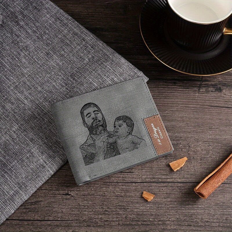 Billeteras personalizadas para hombre, carteras de cuero PU grabadas con foto, regalos de cumpleaños y Día de San Valentín