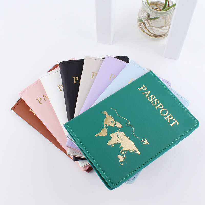 Korea PU Leather Travel Passport Holder Simple Women Men Travel Wedding Passport Covers Credit Name ID Card Badge Holder