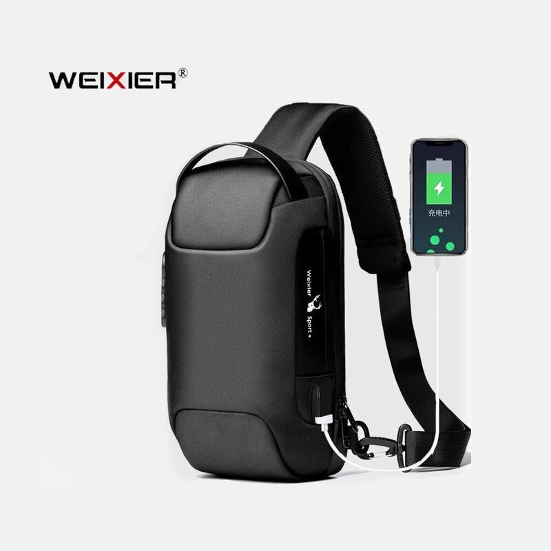 Мужская модная сумка через плечо с USB-зарядкой и комбинированным замком, Водонепроницаемая дышащая сумка через плечо, деловая спортивная сумка-мессенджер для отдыха