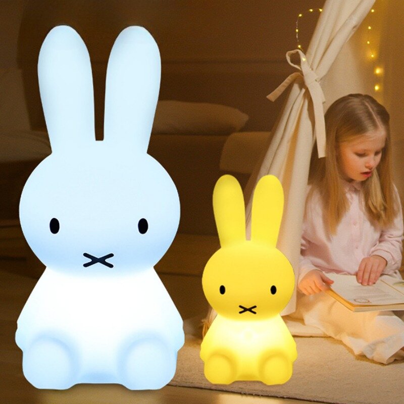 Lampada da scrivania a LED con luce d'atmosfera di coniglio lampada da comodino per camera da letto regalo per bambini simpatico cartone animato