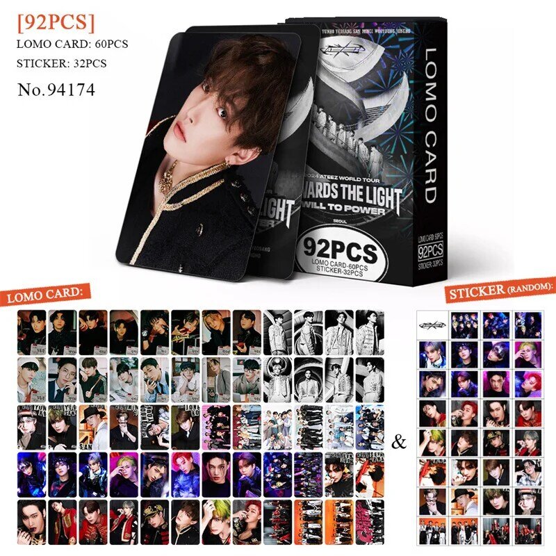 Cartão postal KPOP ATEEZ, novo álbum, THE WORLD EP FIN: WILL, cartão LOMO, Hongjoong Seonghwa Yeosang, cartão fotográfico, 92 peças por conjunto