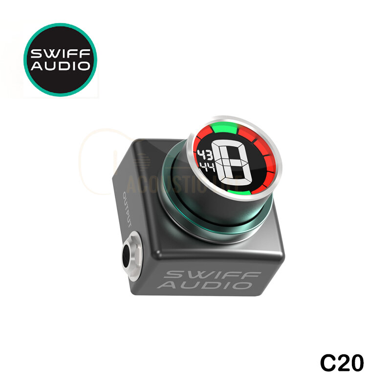SWIFF เสียง C20นวัตกรรม Mini Pedal Tuner สำหรับ Chromatic กีตาร์เบสปรับ HD จอแสดงผล LED ปรับ A4ช่วงมูลค่า430-449Hz