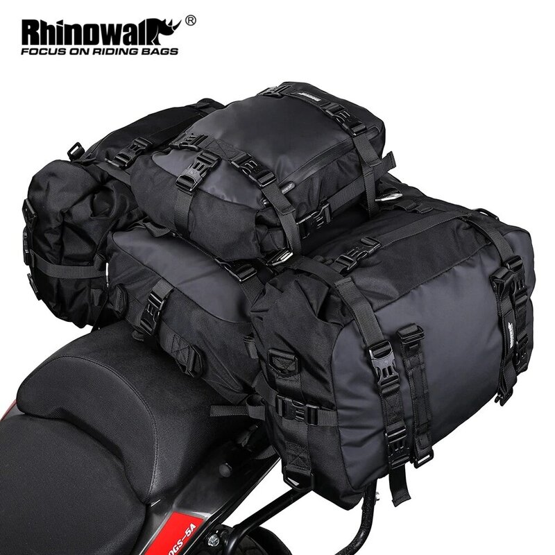 Rhinowalkオートバイリアシートバッグ10lまたは20lまたは30l防水サドルサイドバッグ荷物パック多機能ショルダーバッグバックパック