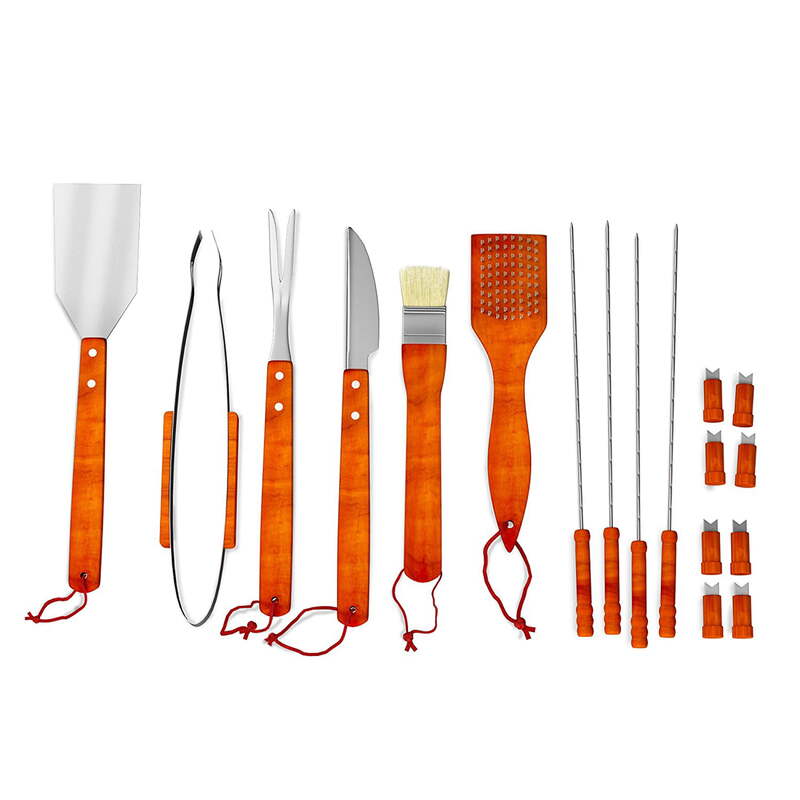 مجموعة أدوات شواء شواء من الخشب الكامل ، حافظة و 4 سكاكين من شرائح اللحم ، المنزل ، 22 شواء