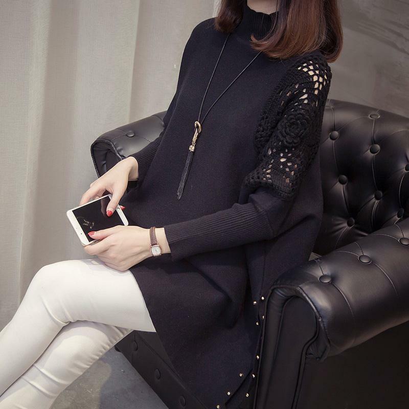 4 Style Winter Hollow Out Knitted Long Sweater Pullover Knitwear Women Capes Batwing Sleeves Circle Faux Fur Loose Poncho Knits