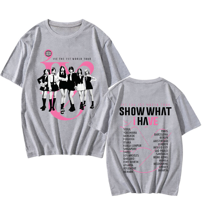 IVE The 1st World Tour Show What I Have camisa Hip Hop ropa de verano 100% algodón manga corta hombres mujeres estilo coreano ropa de calle