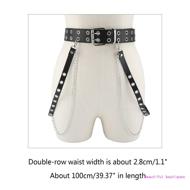 2Layered Punk Waist Belly Chain Belt for Women Alloy and PU Leather Layered Chain Night Club Dance Party Body Supplies DropShip