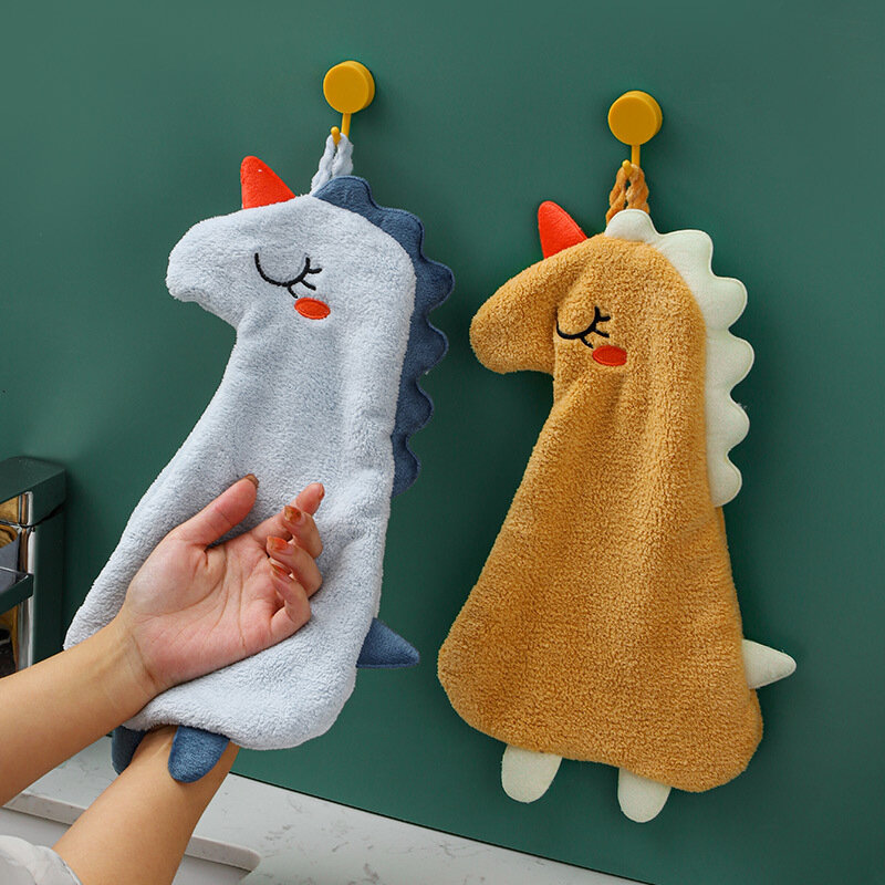 Cartone animato ippopotamo fazzoletto da cucina forniture ricamo morbido asciugamano da cucina per uso domestico panno da cucina appeso a parete asciugamano