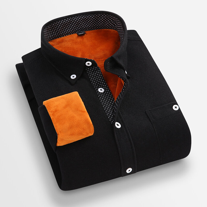 Новая зимняя рубашка в клетку с длинным рукавом, мужские однобортные рубашки с квадратным воротником и подкладкой, Модная приталенная Мужская рубашка, модель 5XL