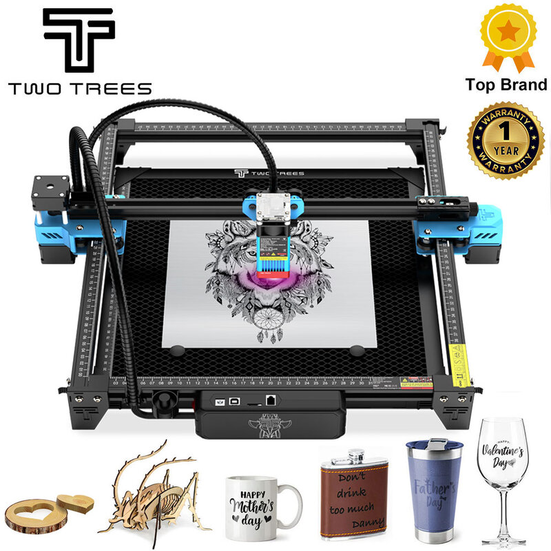 TwoTrees-TTS-55 Pro Gravação a Laser e Máquina de Corte, Controle Offline WiFi, Luz Azul, 445 ± 5nm, 80W