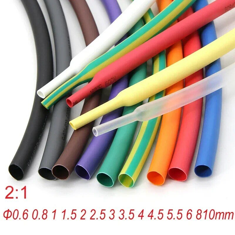 1/5M Diameter 0.6 0.8 1 1.5 2 2.5 3 3.5 4 4.5 5.5 6 8 10 mm PE Heat Shrink Tube 2:1 Shrink Ratio Insulated Wire Shrink wrap