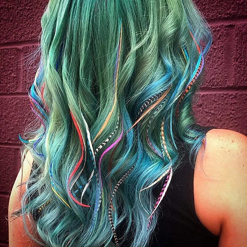 Женские Накладные искусственные перья, разноцветные пряди из искусственных перьев, аксессуары для наращивания волос