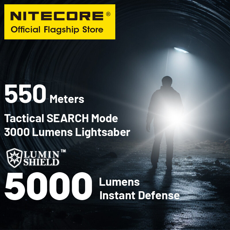Senter taktis NITECORE EDC35, lampu senter pencarian USB-C EDC dapat diisi ulang 5000 Lumens UHi 40, 6000mAh 21700 baterai Li-ion