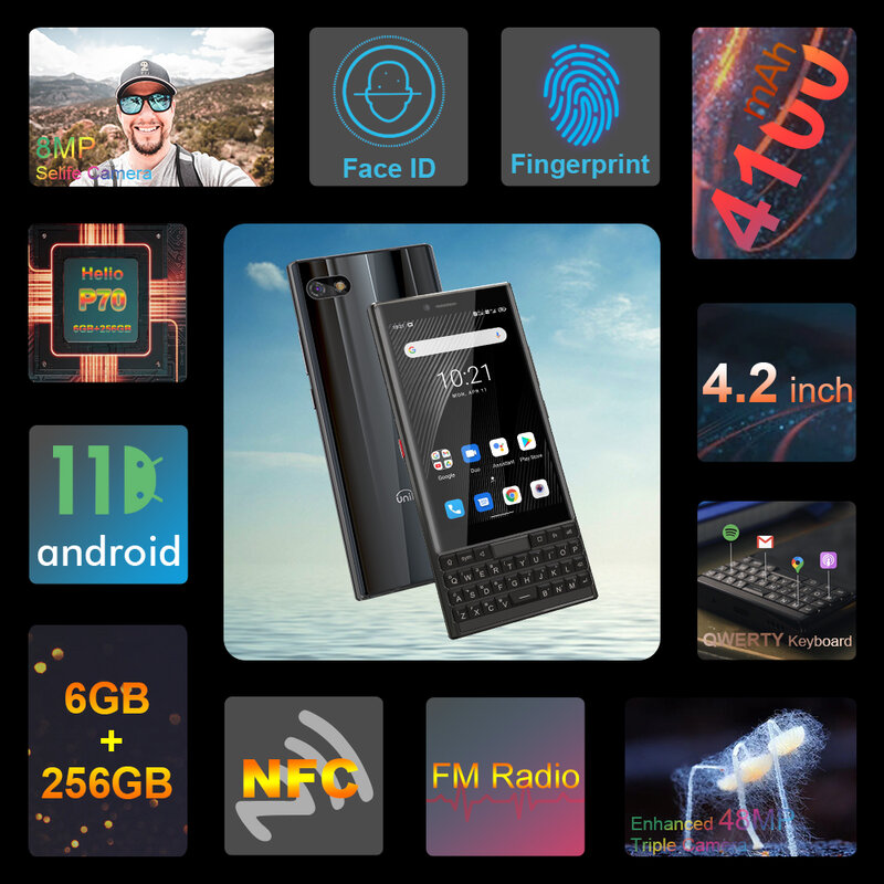 Unihertz Titan Smartphone Slim, Android 11, Celular Teclado Qwerty, 4G Celular, 48MP, NFC, 4100mAh, 6GB, 256GB, Versão Global