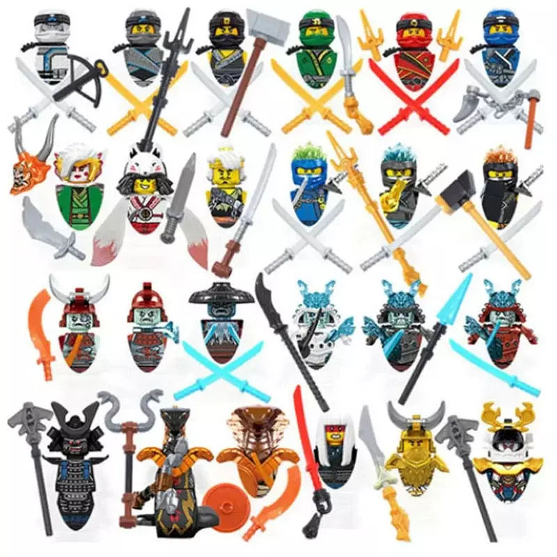 Mini Ninja Motorcycle Action Figures Building Blocks Skeleton Soldiers Snakes Warrior Samurai Anime Movie Doll Bricks Kids Toys