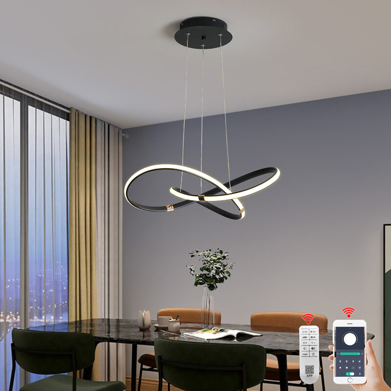 Modern Chandeliers For Dining Living Room Chrome Plated Gold Study Bedroom Pendant light Indoor Hanging light Home Alex control