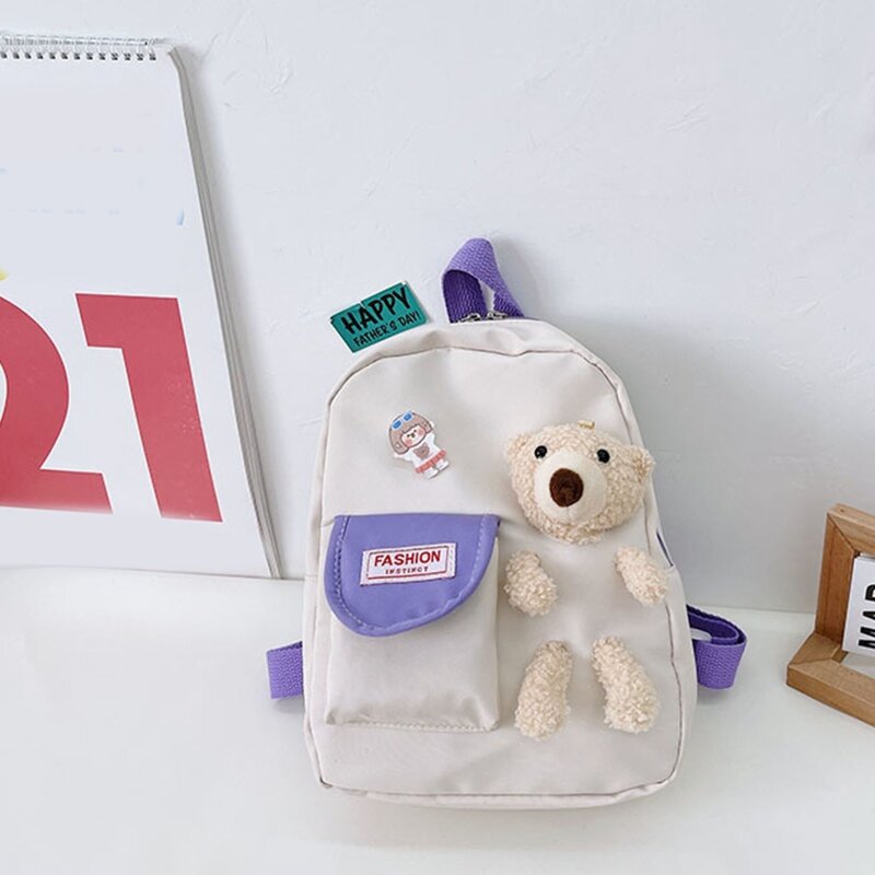Urso desenhos animados brinquedo saco escola para a menina bonito crianças jardim infância mochilas crianças meninas