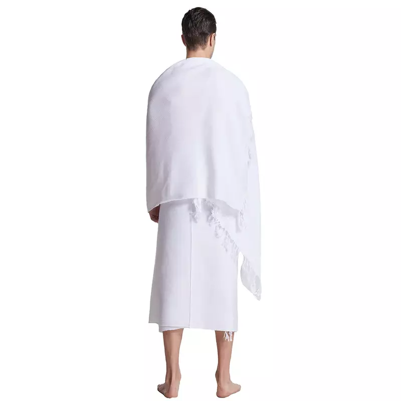 Men 2 Pieces Men Ihram Pilgrimage Towel for Muslim Arab Mecca Hajj Islamic Ramadan Prayer Worship Costumes Shawl Jubba Thobe