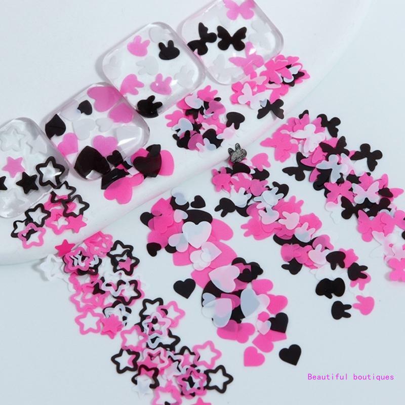 Moldes silicona confeti con purpurina y corazón mariposa, rellenos, decoraciones artísticas para uñas DIY, envío directo