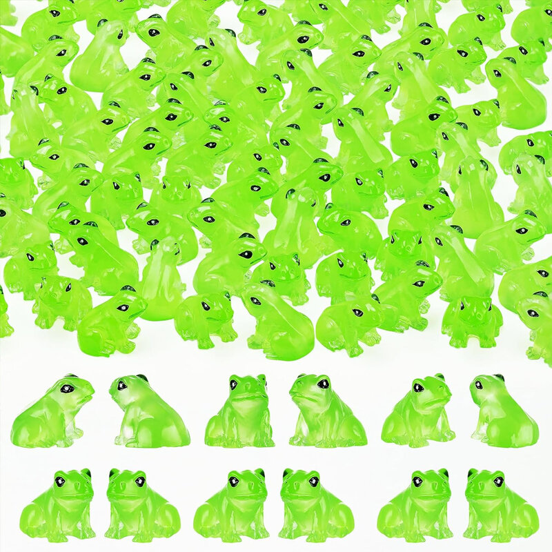 Miniatur Frogs Resin kecil, 5/10 buah miniatur menyala dalam gelap, ornamen rumah taman peri lucu, dekorasi kerajinan DIY lanskap mikro