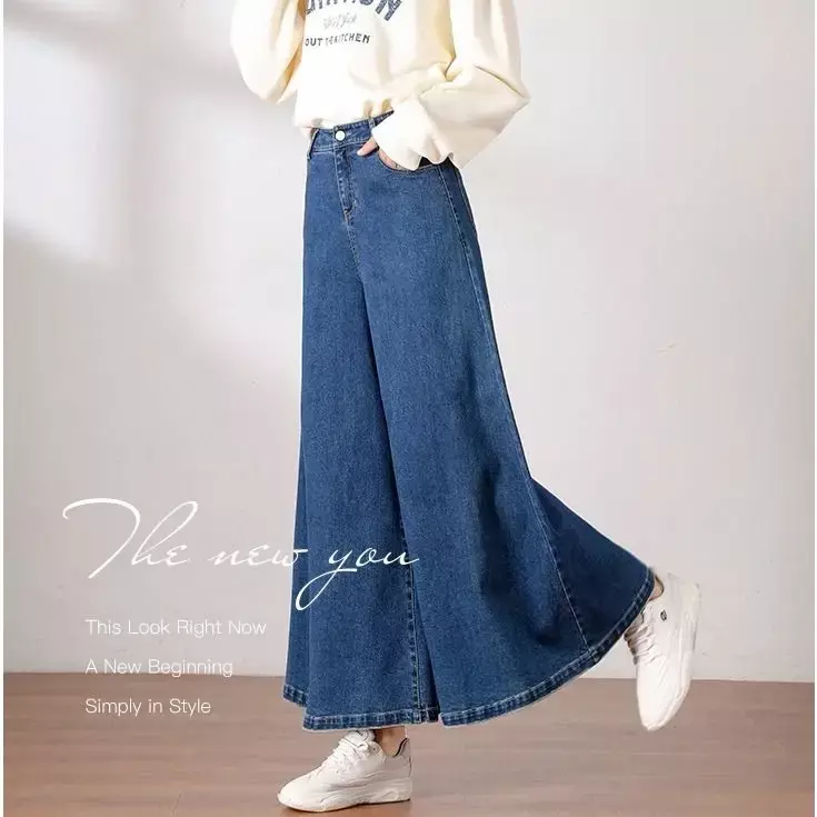 Jeans Longgar Fashion Korea Wanita Celana Lebar Kaki Celana Panjang Pinggang Tinggi Pakaian Antik Pakaian Wanita Streetwear Celana Y2k