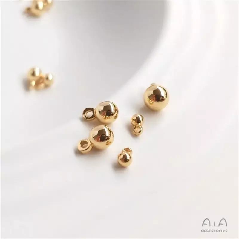 14K manik-manik emas padat DIY gelang pergelangan kaki perhiasan Aksesori bahan D060
